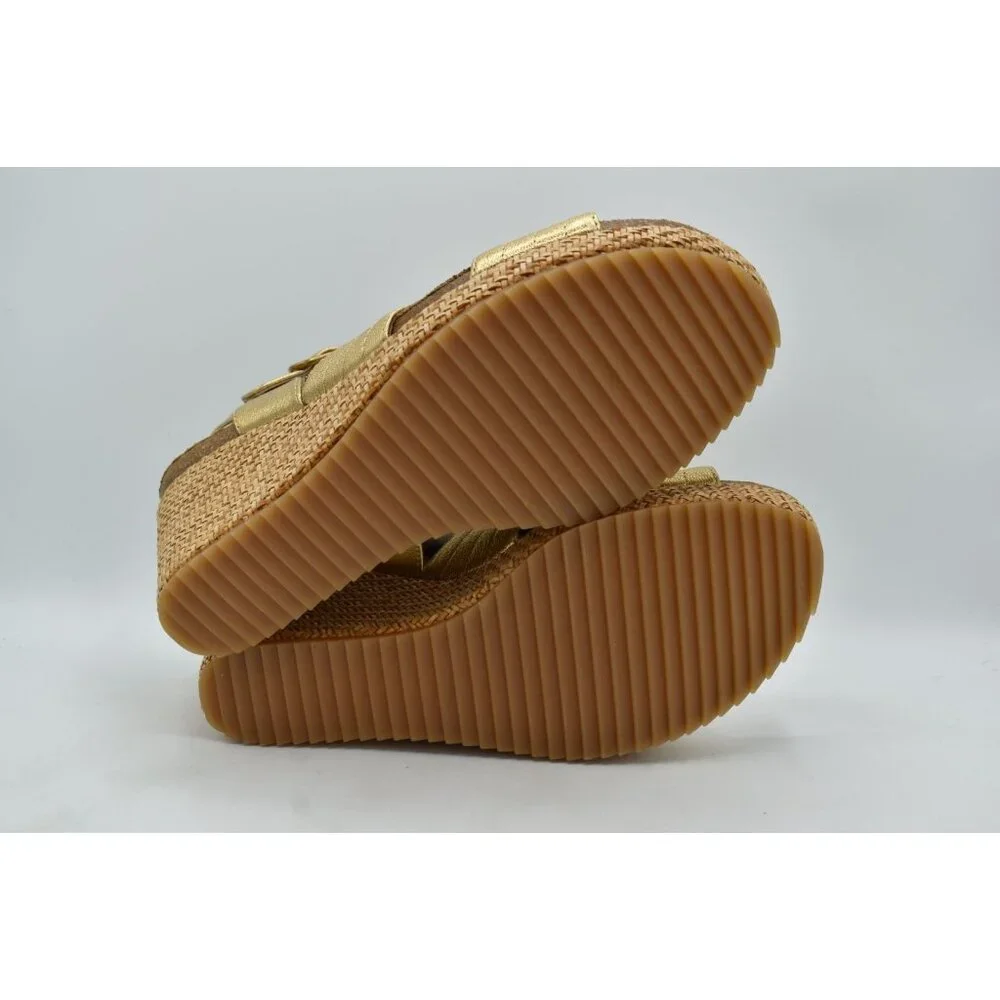 Sofft Womens Size 11 Clarissa Gold Leather‎ Wedge Sandals Shoes